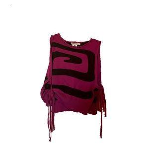 Purple and black womens swirl sleeveless tee cropped size large